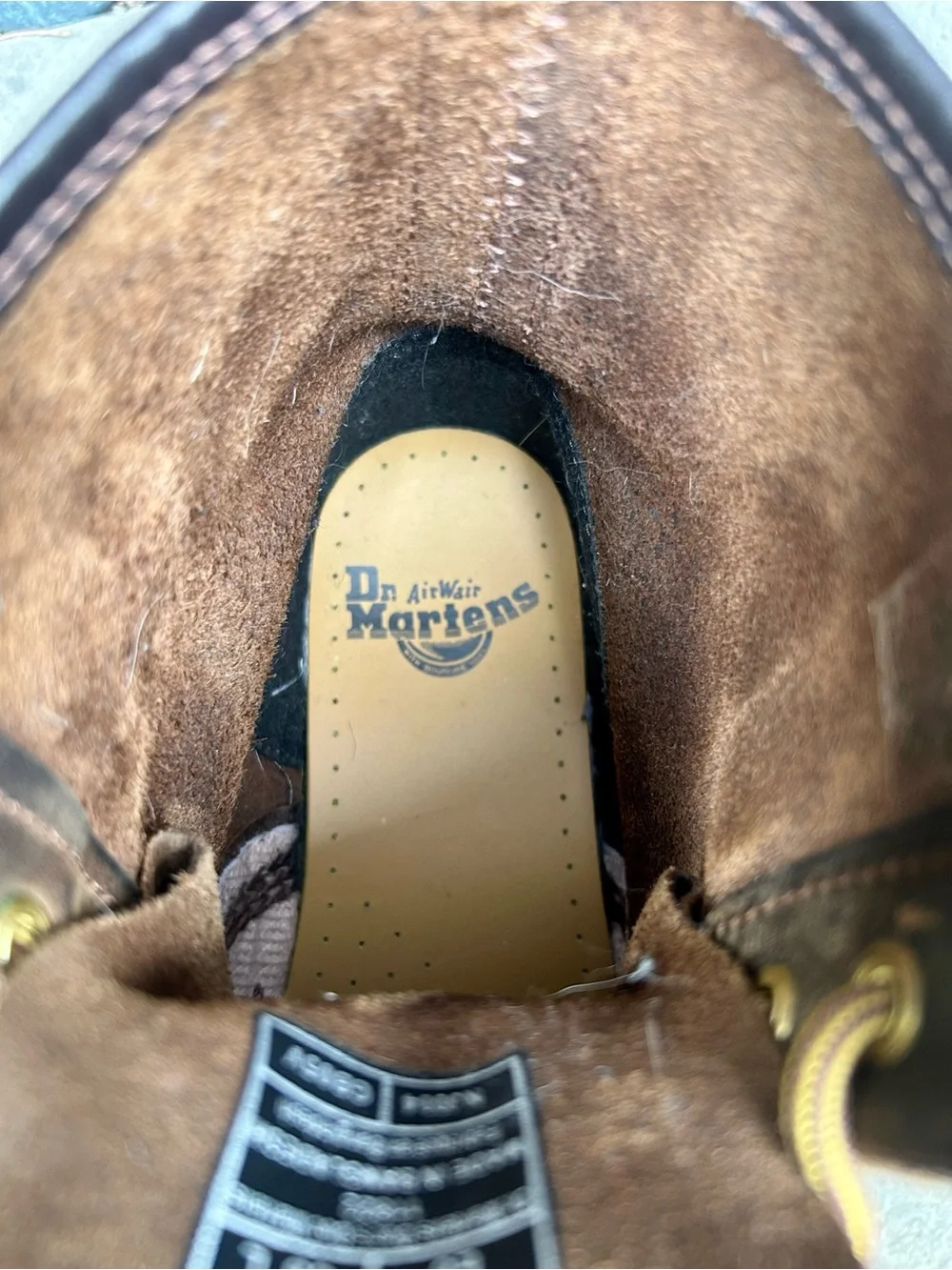 Dr. Martens Brown Leather 8-Eye Lace-Up Boots with Yellow Stitching